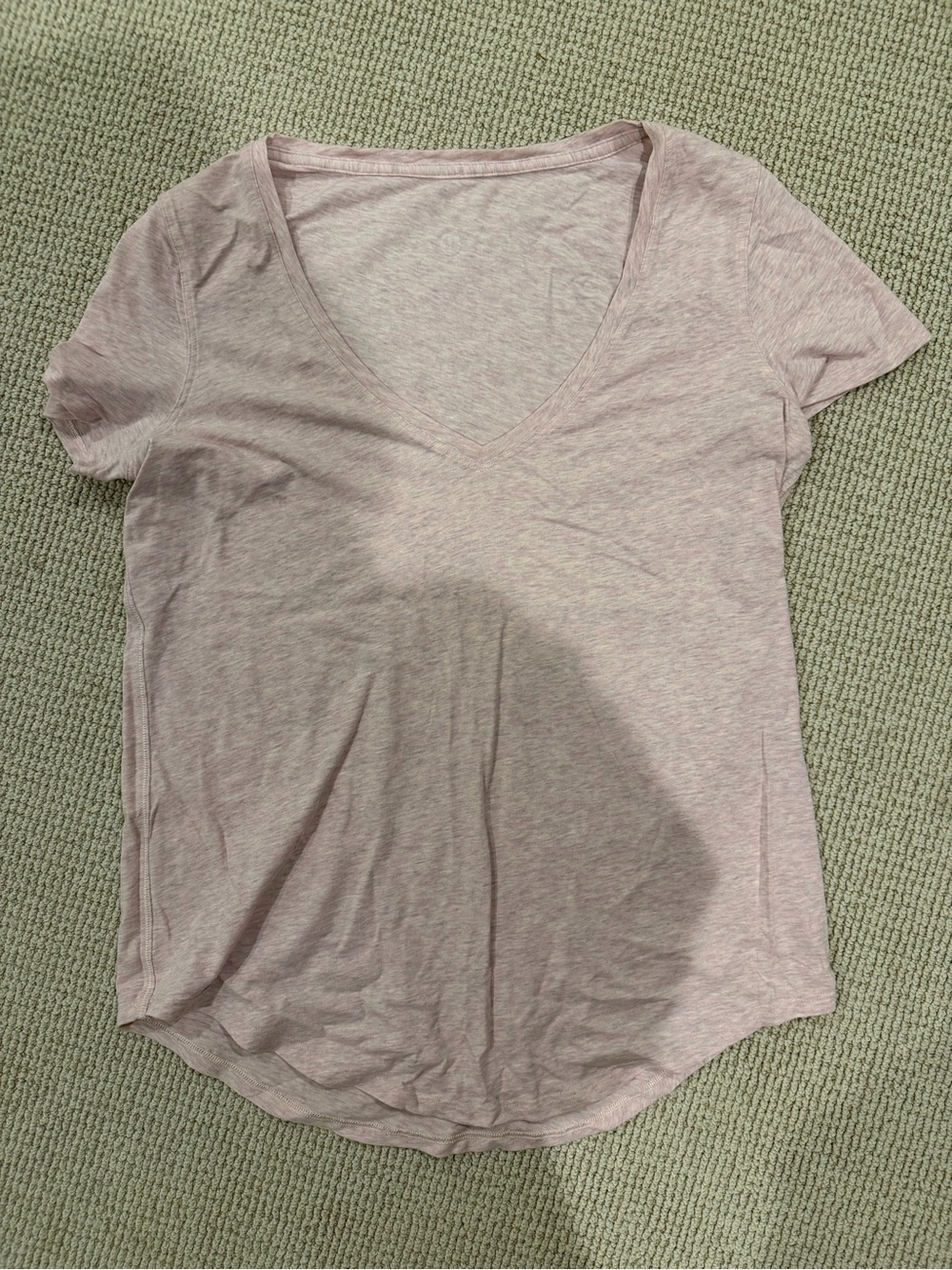 lululemon Heathered Blush Pink Deep V Neck Tee Size 4